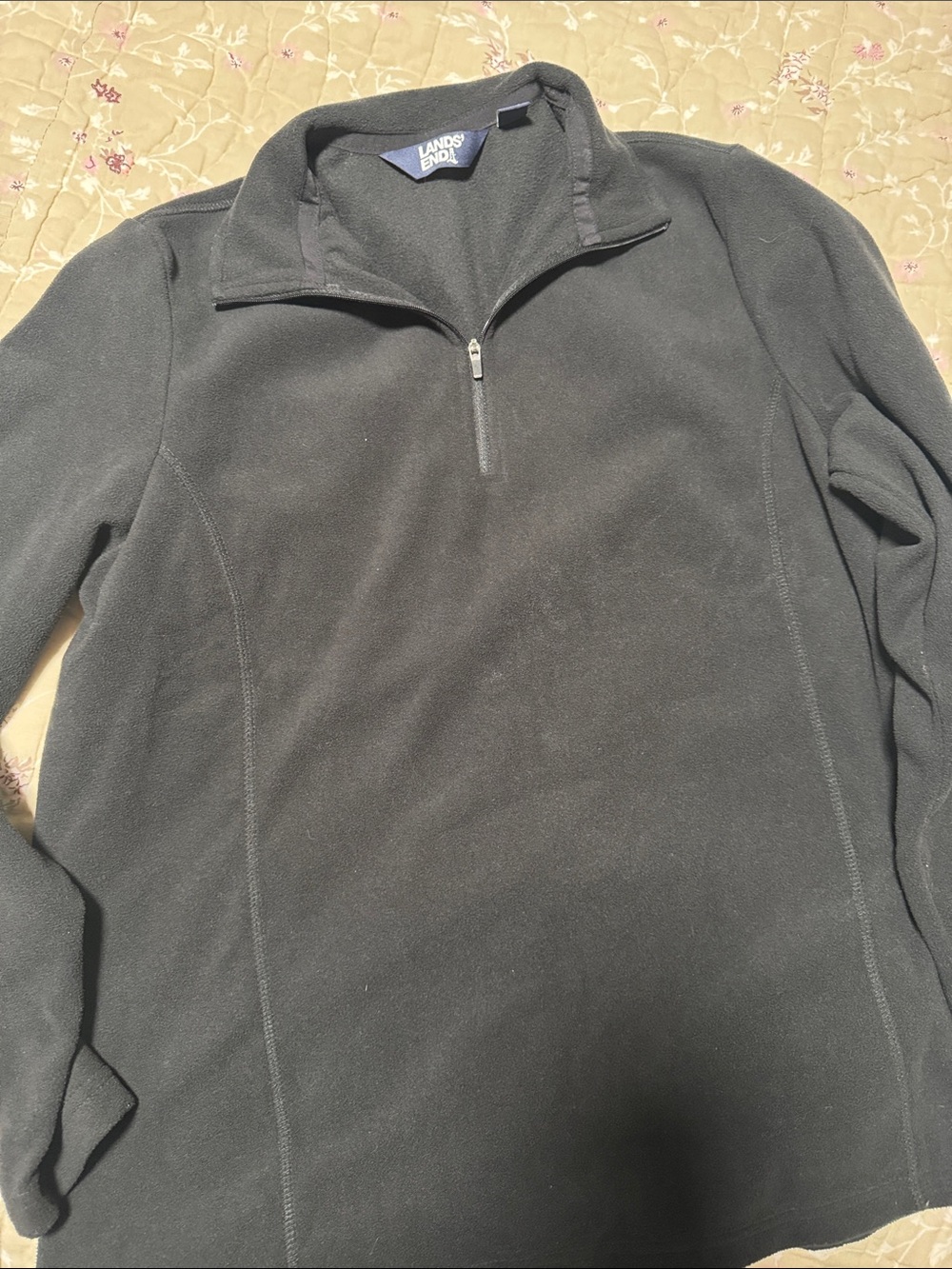 Lands' End Black Kids' Zip-Up Fleece Pullover